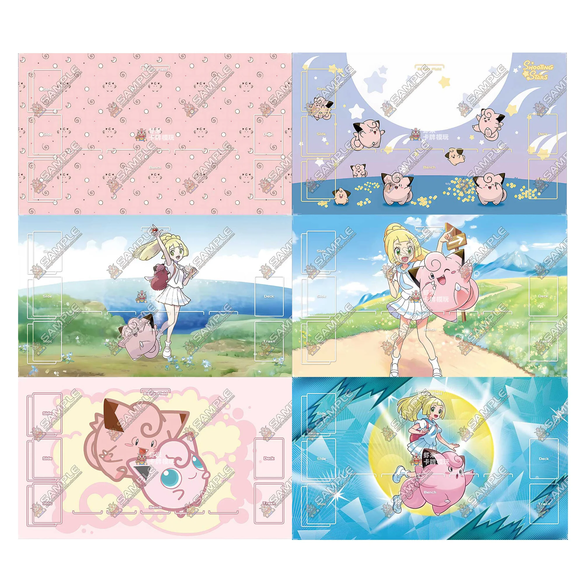 

600X350X2 мм Diy Ptcg Lillie Clefairy, милая карточка, боевой коврик Jigglypuff, настольная игра для одного игрока, карточный коврик для боевых карт, подарочные игрушки