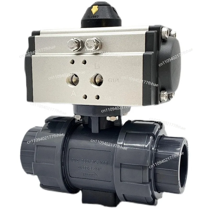 Pneumatic PVC Ball Valve Corrosion Resistance PPH UPVC Pneumatic Reset DN25
