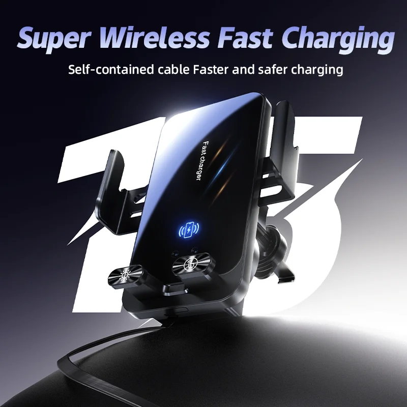 

15W Wireless Charging Car Holder with Infrared Sensor Auto Clamping Universal Air Vent Holder for IPhone 15 14 13 Pro Max Galaxy