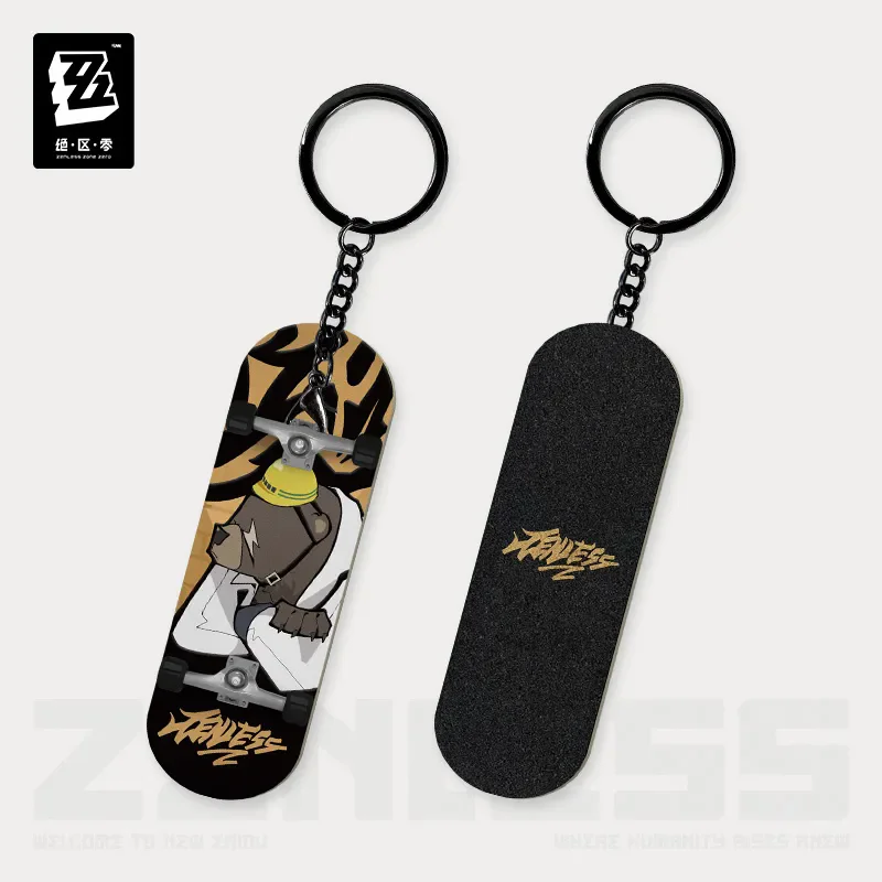 Anime zenless zona zero oficial merch mihoyo original eridu ponta do dedo skate pingente chave fivela belobog indústrias pesadas