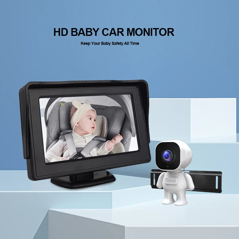 Car Baby Monitor View Infant in Rear Facing Seat IR Night Vision Camera with 4.3'' HD Display Baby Car Mirror for Toddler Kids