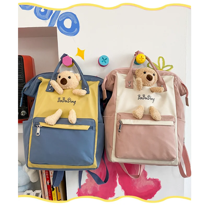 Mochilas de pañales de oso de dibujos animados, bolsas de mamá de gran capacidad, mochila de maternidad para bebé, bolsa de viaje para mamá