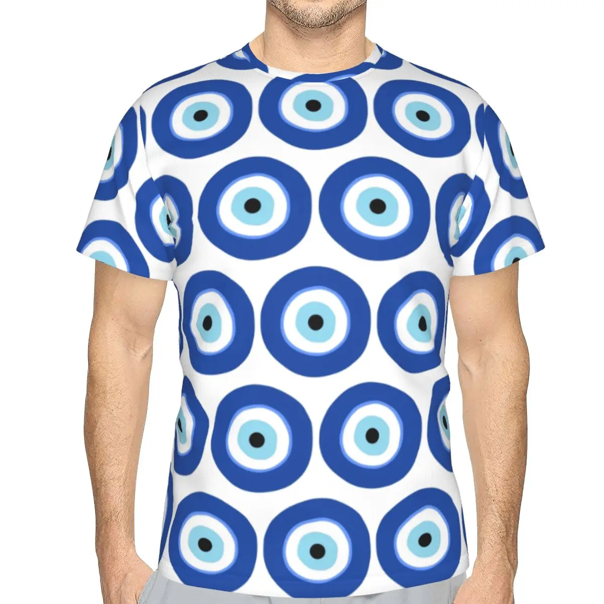 Greek Turkish Evil Eye 100% Cotton T-Shirt Men'sFashion T Shirts Men Round Neck Short Sleeve