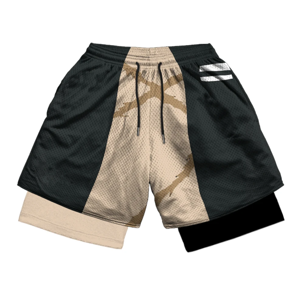 Stylish 2 in 1 Workout Running Shorts for Men Gym Athletic Breathable Quick Dry Shorts Summer Casual Anime Shorts with Pockets image 4
