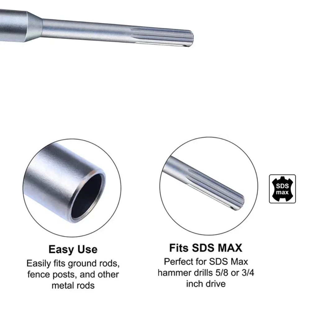 SDS MAX Driver pręt uziemiający wiertła ze stali stopowej średnica 30/45/50/60mm do młotków drogowych Home Piling akcesoria do elektronarzędzi