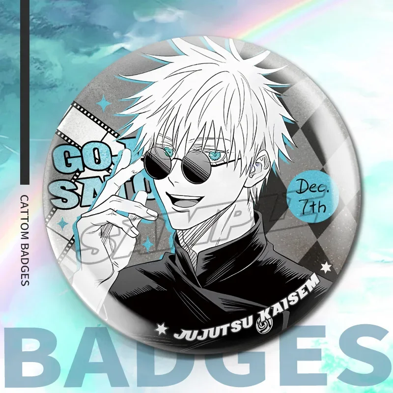 Satoru Gojo Silver Onion Double Flash Badge Anime Geto Suguru Secondary Peripheral Frosted Iron Bottom Clothes Decoration