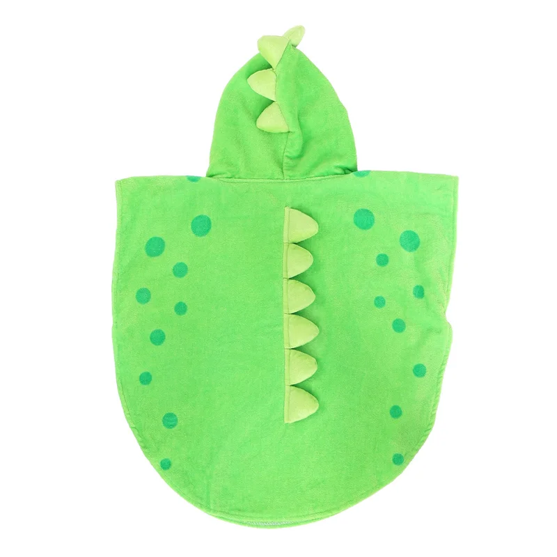 

BEDW-Children Bath Towel Robe Kids Hooded Beach Swimming Poncho Dinosaur Pattern(Green+White 55 Cm X 110 Cm)