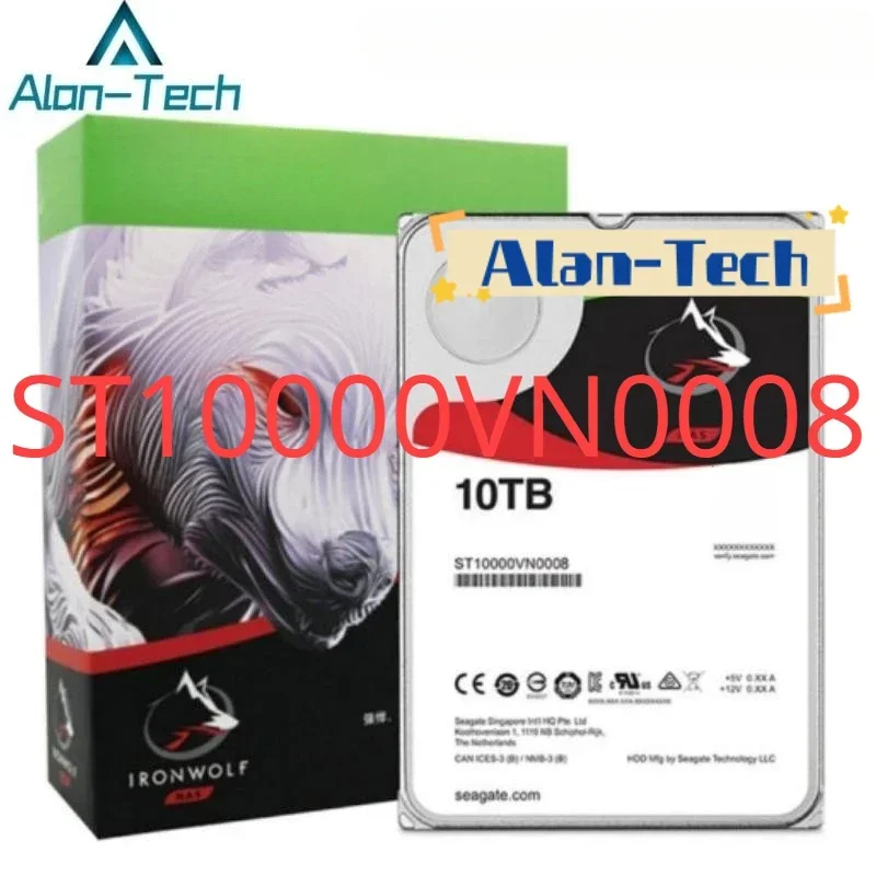 ST10000VN0008 10TB แบบดั้งเดิมฮาร์ดไดรฟ์ภายในซีเกทใหม่ล่าสุดขนาด3.5นิ้วรุ่น Iron-Wolf NAS CMR