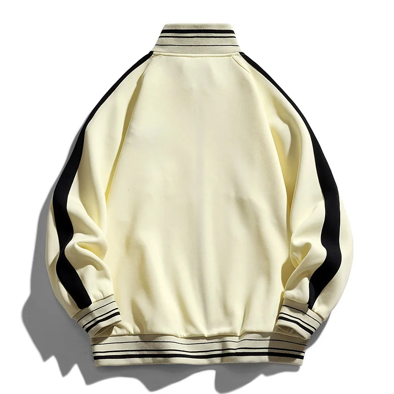 Jaqueta casual de zíper com gola Stand masculina, casaco solto com vitalidade juvenil, emendado, novo, coreano, primavera