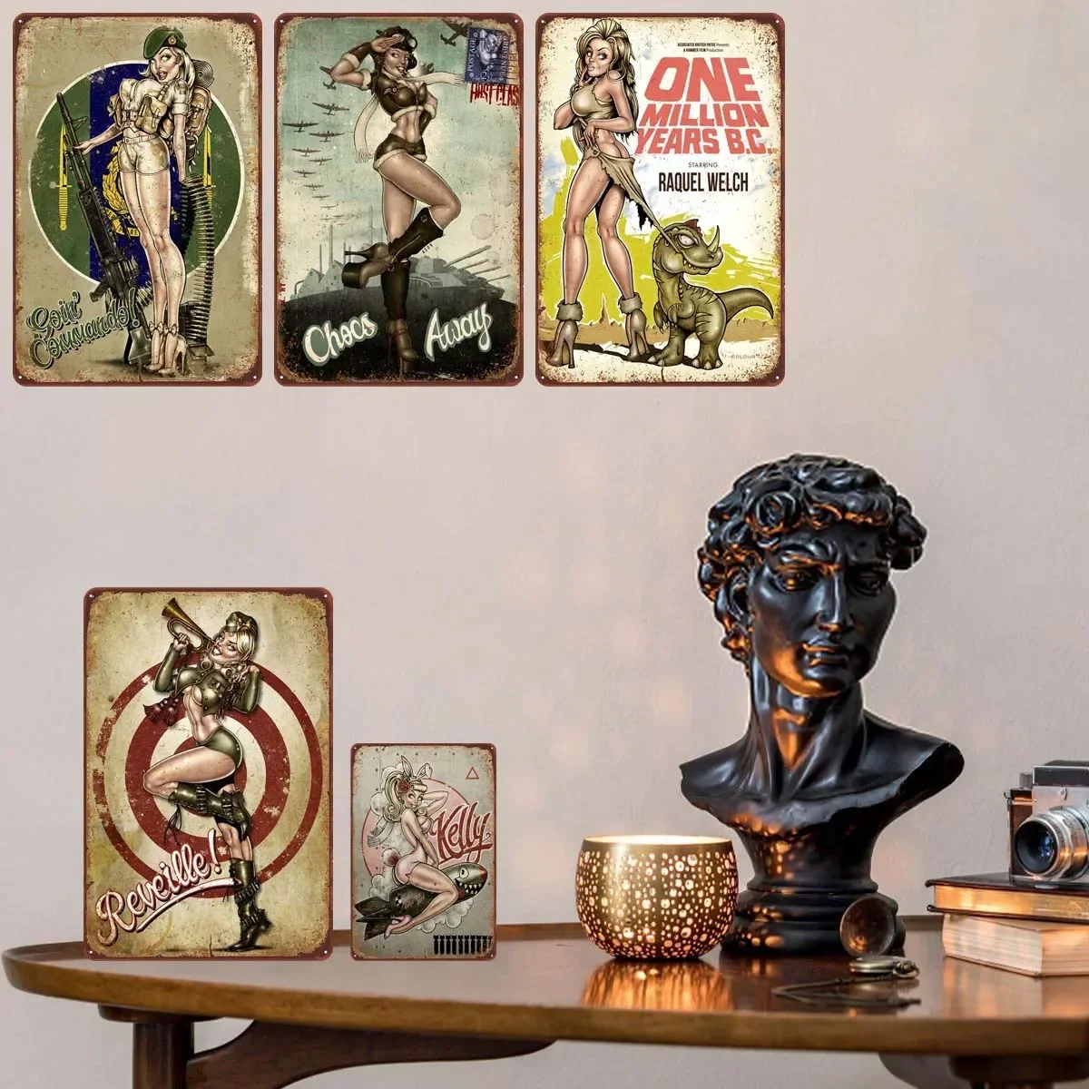 Sexy Golden Rivet Pin Ups Decoration Wall Art Pub Club Coffee Bar Decoration Vintage Metal Plate Tin Plaque Man Cave Poster Home