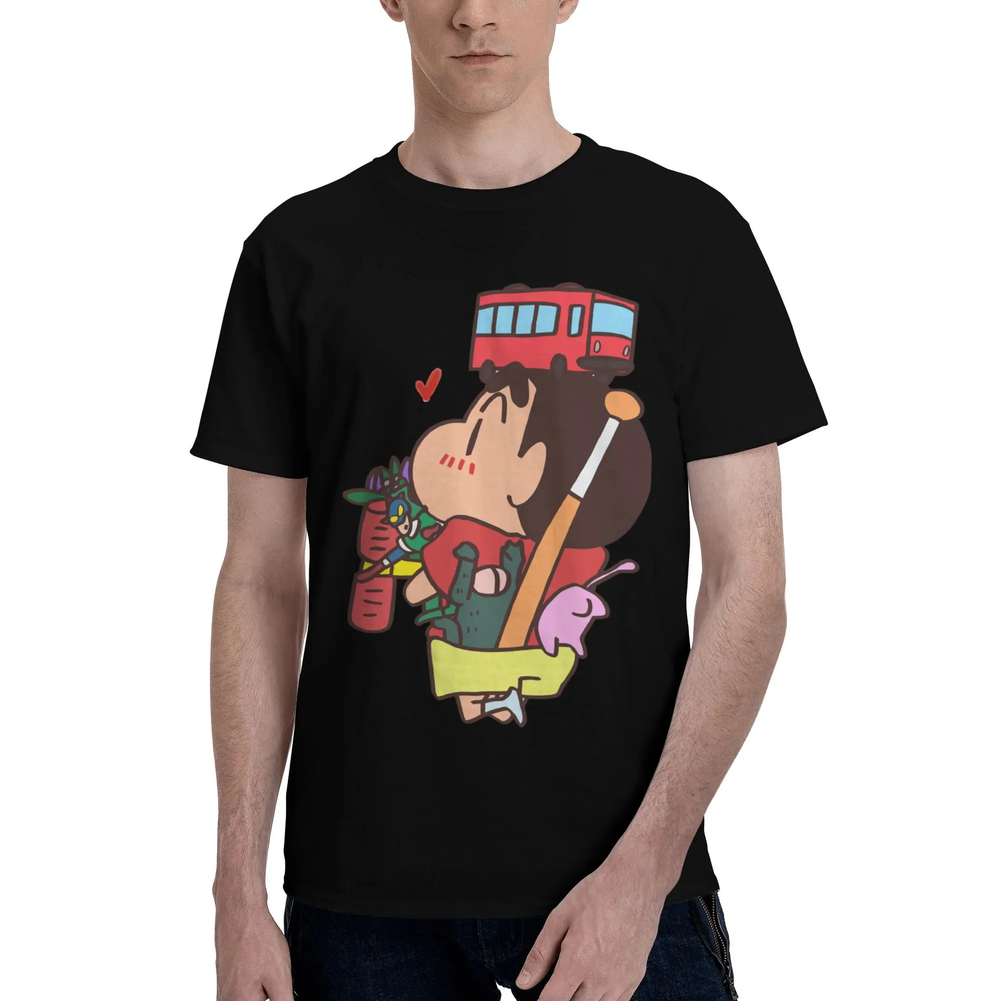 

Custom Crayons Shin-chans Cute Anime T Shirt for Men 100% Cotton Tshirt Leisure Tee Short Sleeve T-shirt Slim Fit Clothing