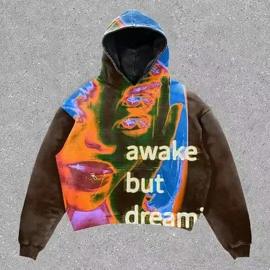 Streetwear Oversized Pattern Gothic Punk Print Hoodie Sweatshirts Men and Women Hip Hop Long Sleeve Black Pullover Loose Hoodies
