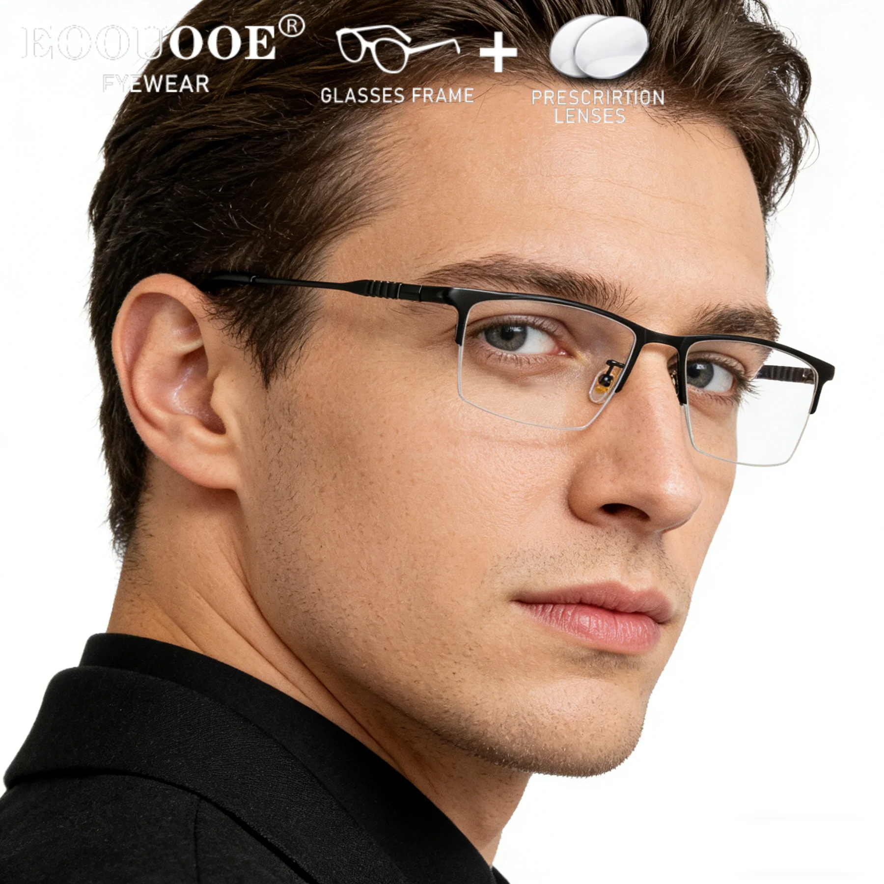 

Clear Recipe Prescription Lenses Men Titanium Optical Eyewear Vision Correct Myopia Anti-reflection Anti Scratch Multi-Focus