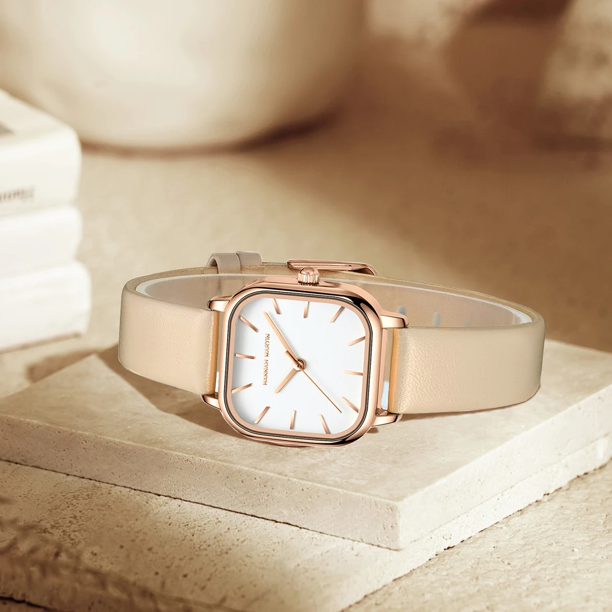 Reloj Mujer Fashion Quartz Watch Square Leather White Rose Gold Minimalist Japanese Movement Luxury Brand  Women Jewelry Watches