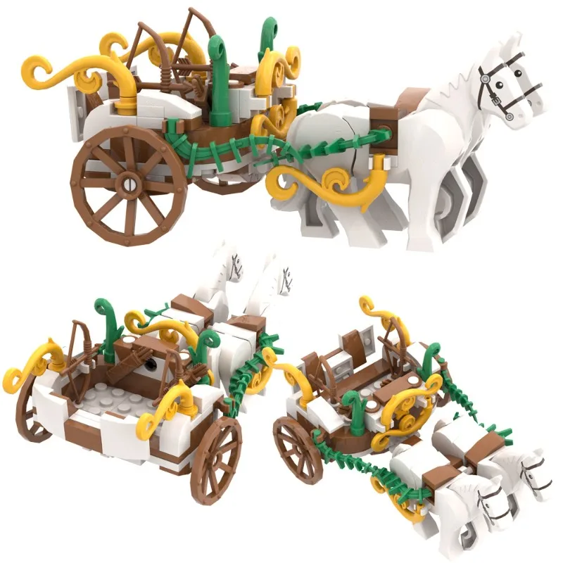 Bloc de construction MOC chariot médiéval voiture de prison accessoires d'armes militaires assemblage d'armes modèle de scène de petites particules