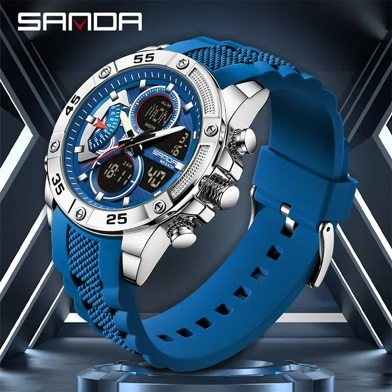 SANDA High-end Quartz Watch Men's Electronic Watch Outdoor Sports Multifunctional Night Light Stopwatch Waterproof Men's Watches
