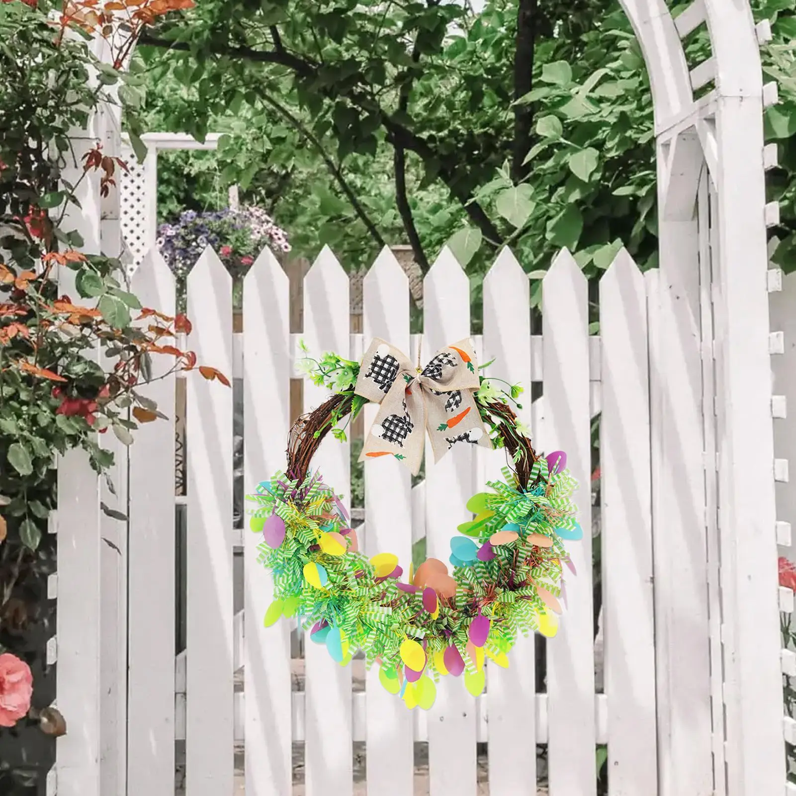 

Пасхальный венок, устойчивый к атмосферным воздействиям, красочное сезонное пасхальное яйцо, весенний венок, уличный декор для дома, улицы, гостиной, спальни