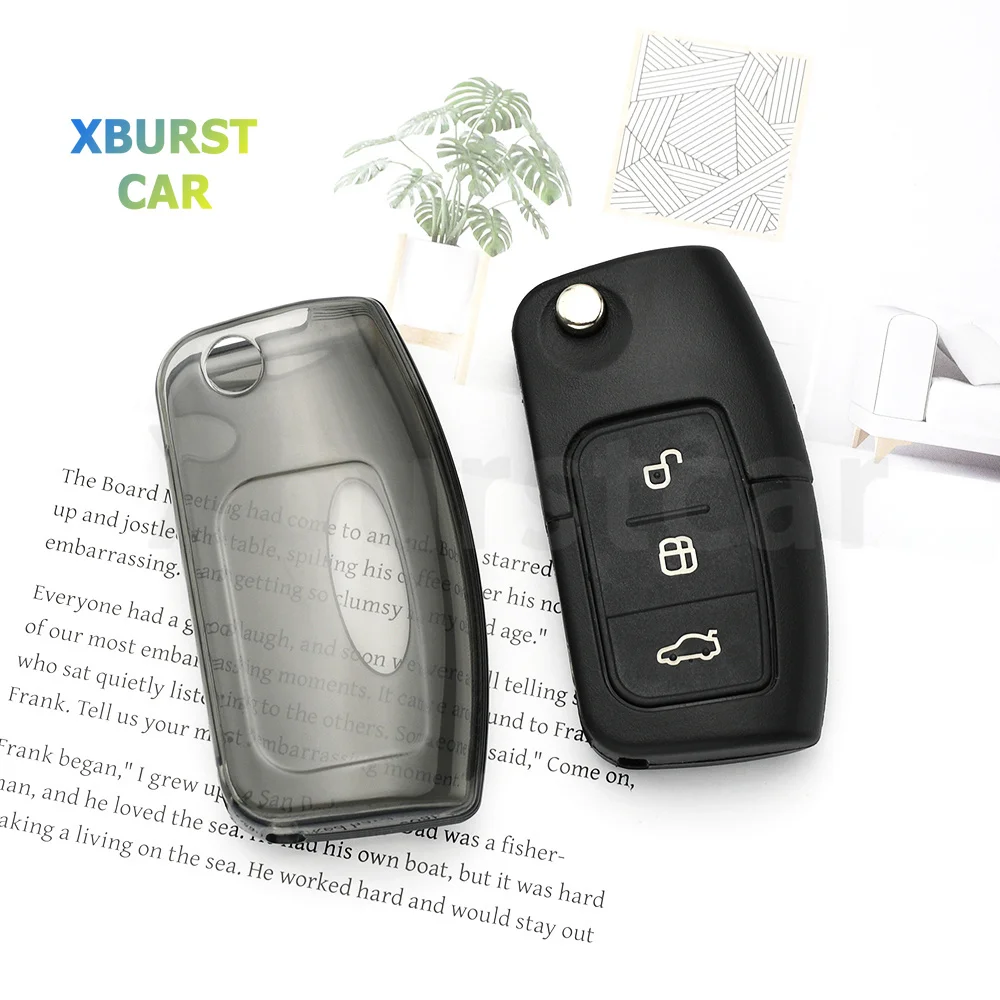 Transparent TPU Car Key Case Cover Holder for Ford Fusion Fiesta Mk7 Cowgar Mondeo 2 Mustang Mach Focus Mk2 C Max S-MAX EcoSport