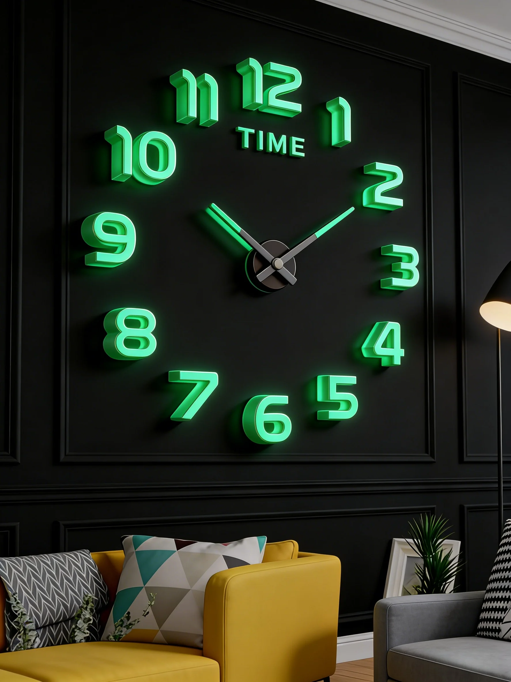 Large 3D Wall Clock Luminous Classic Wall Clocks DIY Digital Clock Wall Watches Stickers Silent Clock for Home Living Room Table