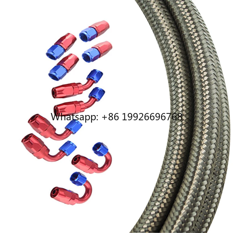 

6m AN6 Fuel Oil Line Hose Stainless Steel Braided PTFE Tube/Brake Racing Oil Cooling Pipe Kit with 10 Fittings
