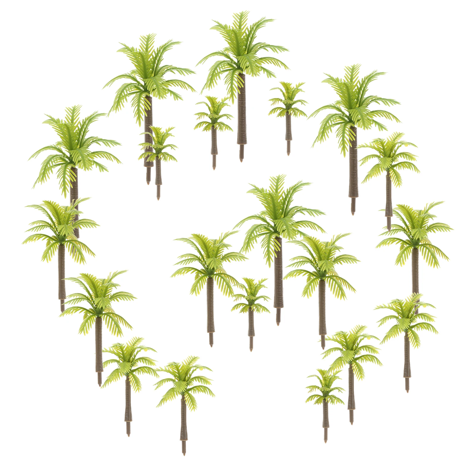 20pcs Mini Coconut Palm Model Trees 3/4.5/5.5/7cm Plastic Artificial Rainforest Diorama Building Railways DIY Micro Layout Toys