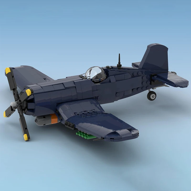 586 db-os MOC F4U Corsair Navy Vintage, Erőteljes és Hiteles DIY Model Építőelemek Születésnapi Játékok Ajándék
