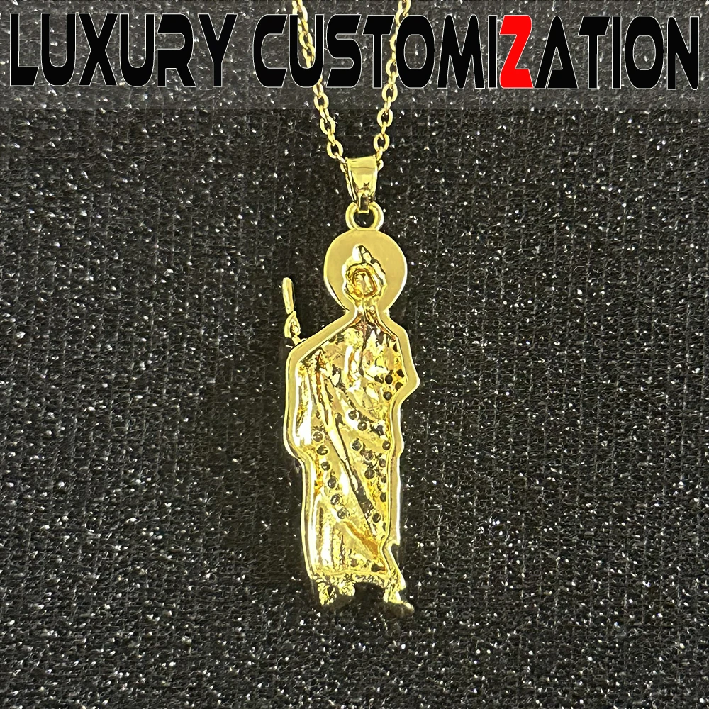 New popular 18K gold-plated necklace paired with diamond religious pendant, exquisite independent packaging, fashionable gift