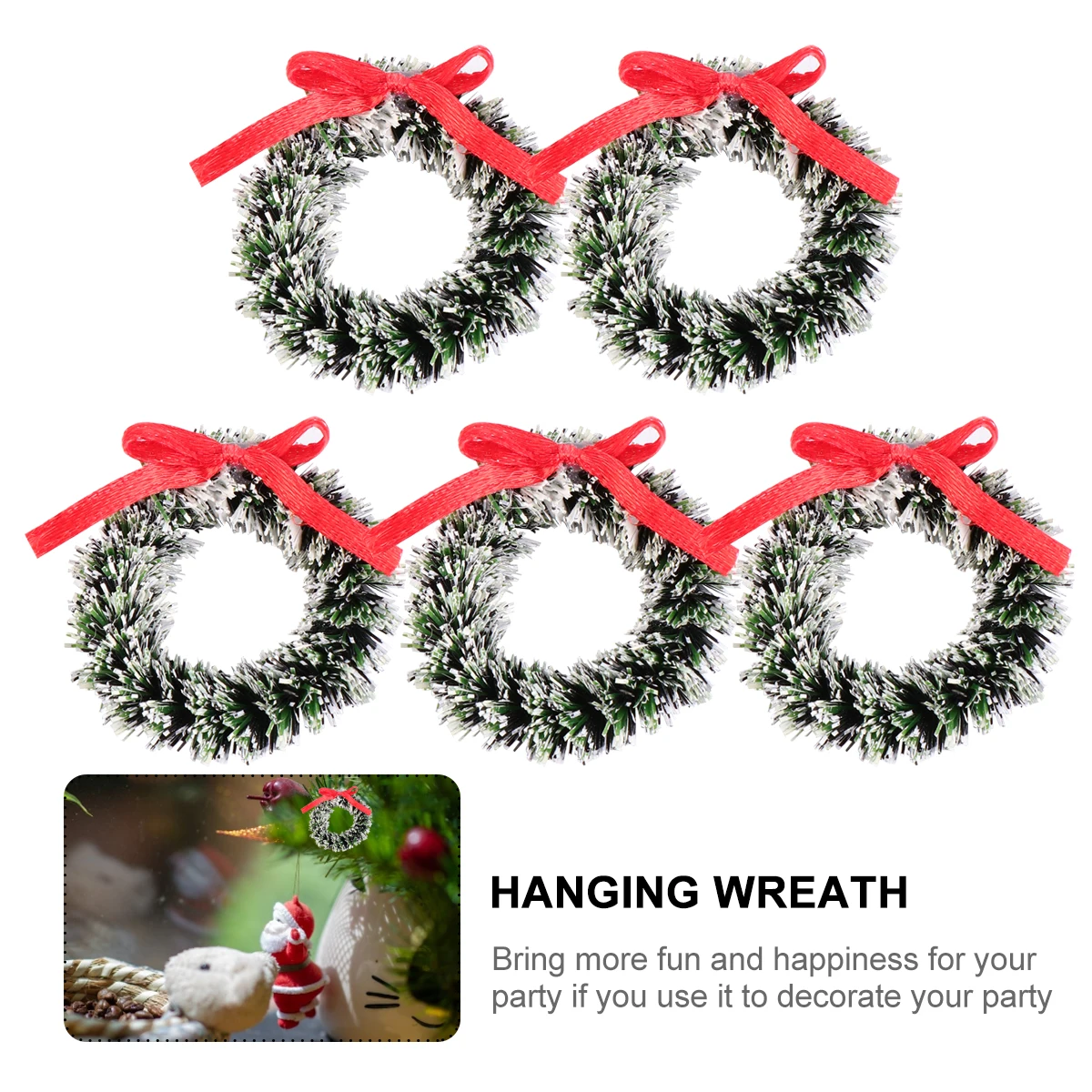 

5Pcs Christmas Wreath Artificial Garland Decorative Bowknot Garland for Party Wedding Festival Wall Door Decoration