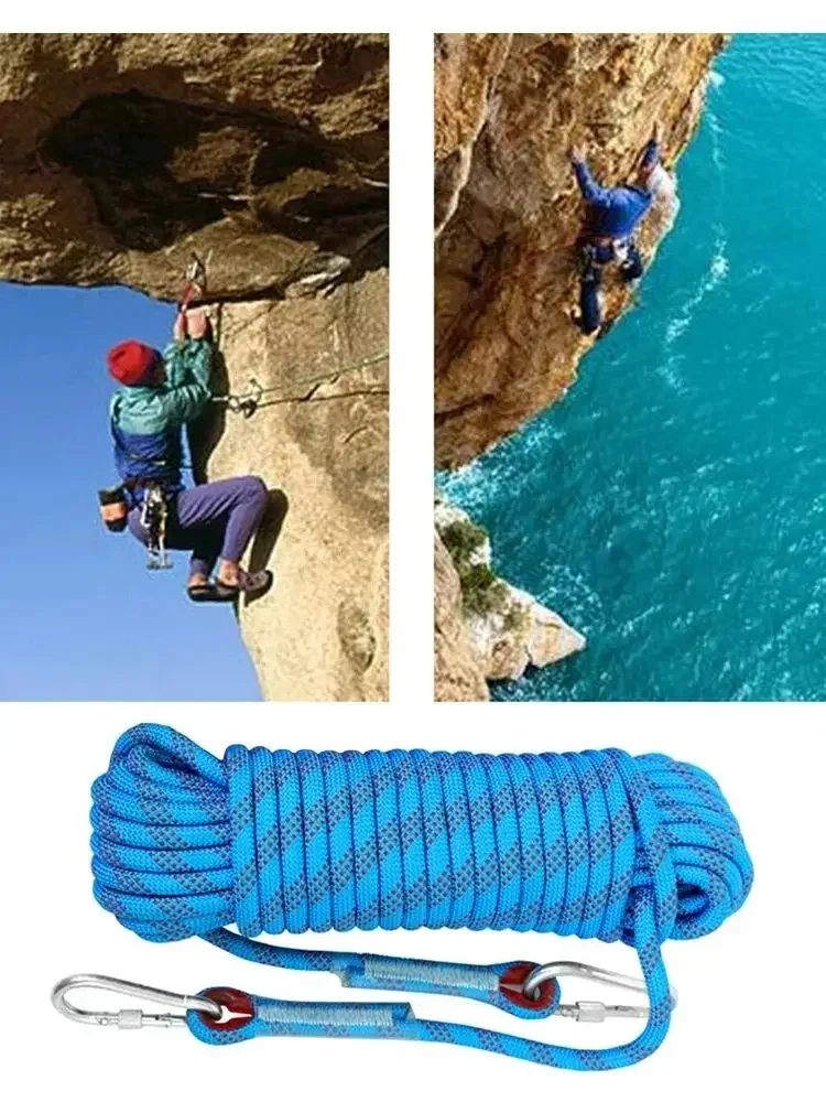 10mm Rock Climbing Rope 10M Outdoor Static Rapelling Rope for Fire Rescue Safety Escape Tree Climbing for Outdoor Sports