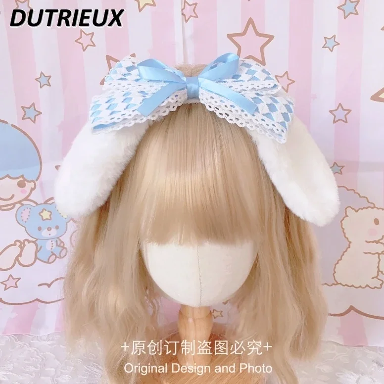 

Plush Sweet Girl Hair Accessories Sisters Matching Gadget Lolita Soft and Adorable Headband Handmade Hair Clips for Women