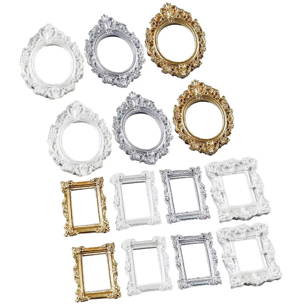 14 個バロックスタイル手作りアクセサリーミニ小道具フレーム DIY 小さなホルダー装飾レトロフレーム装飾セット