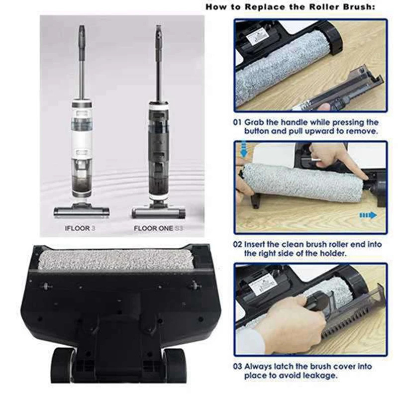 Substituição HEPA Filtro e Escova do Rolo, Adequado para Teleco IFloor 3 IFloor One S3, Cordless Wet and Dry Aspirador Parte