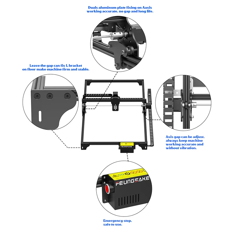 Laser Engraver Frame Parts Wood Cutter Laser Cutting Machine Frame Kit Grbl Control Board Working Area 350*700Mm