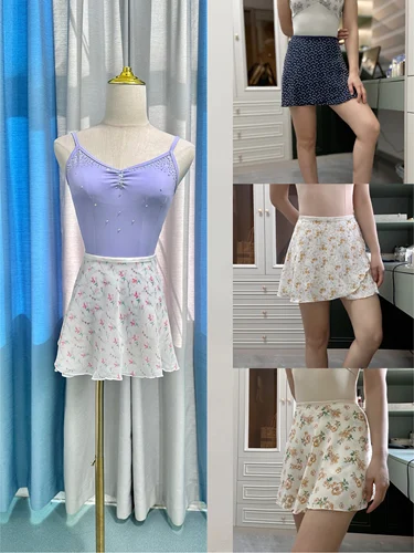 Delantal pequeño de Ballet para mujer, tutú para niñas, nuevo estilo, falda de leotardo de práctica con estampado, elegancia para adultos, ejercicio diario, vestido de baile de Ballet