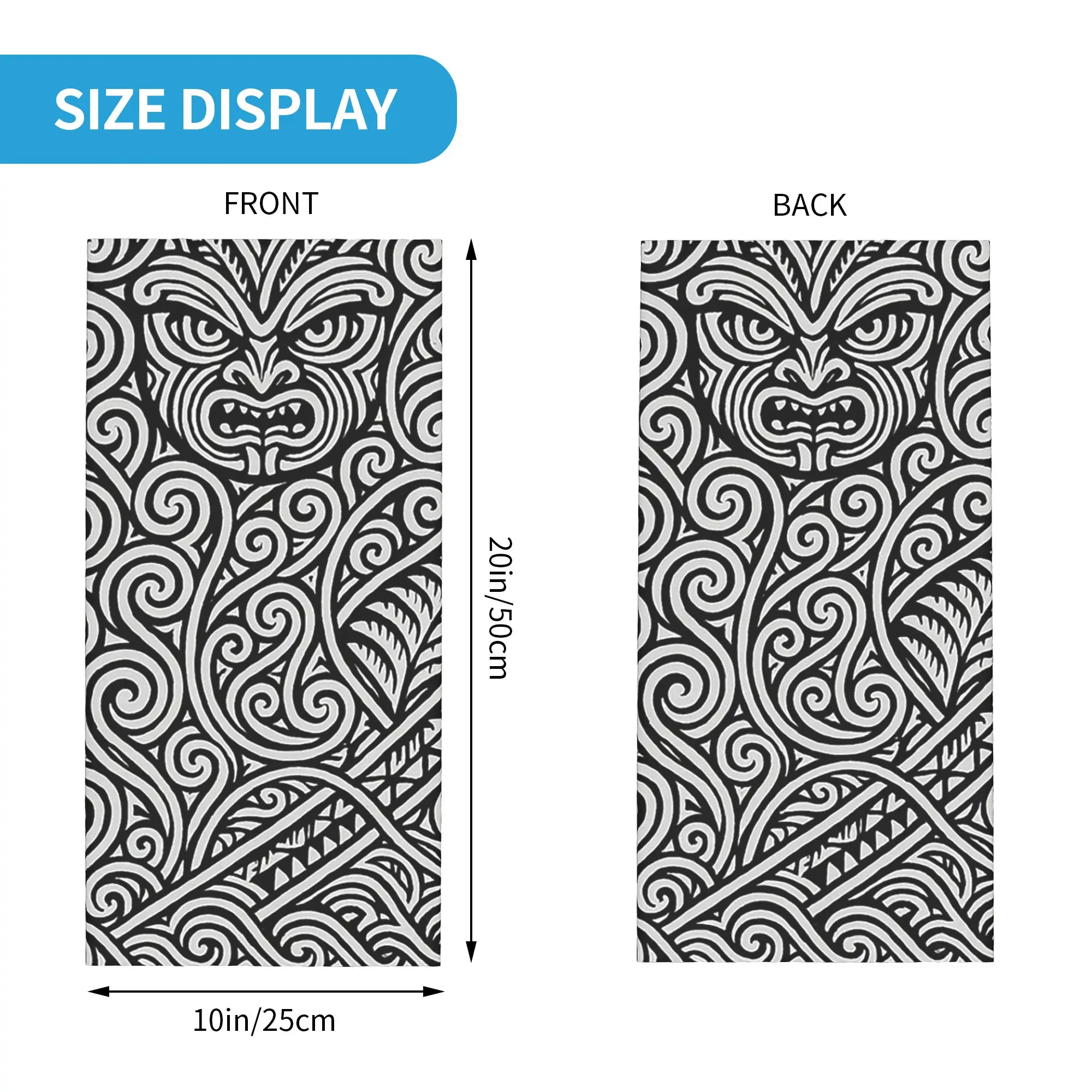 Tribal Maori Warrior Tattoo New Zealand Proud Bandana Neck Gaiter Printed Mask Scarf Headwear Riding For Men Women Washable
