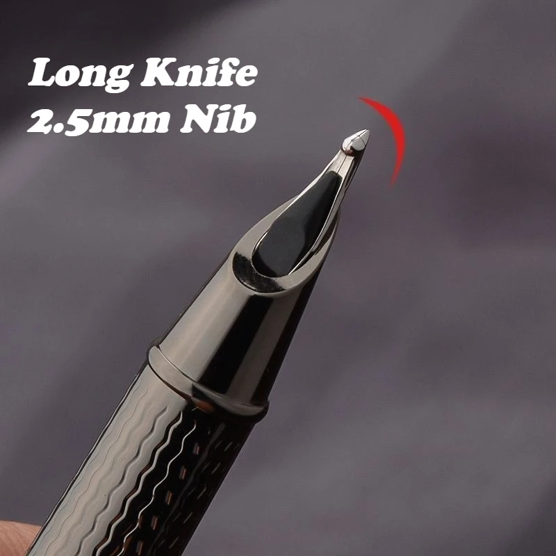 Blue Colors Balaoye Fountain Pen Long Knife Two-layer 2.5mm Ink Pens High-end Writing Pen for Office Signature Business Gift