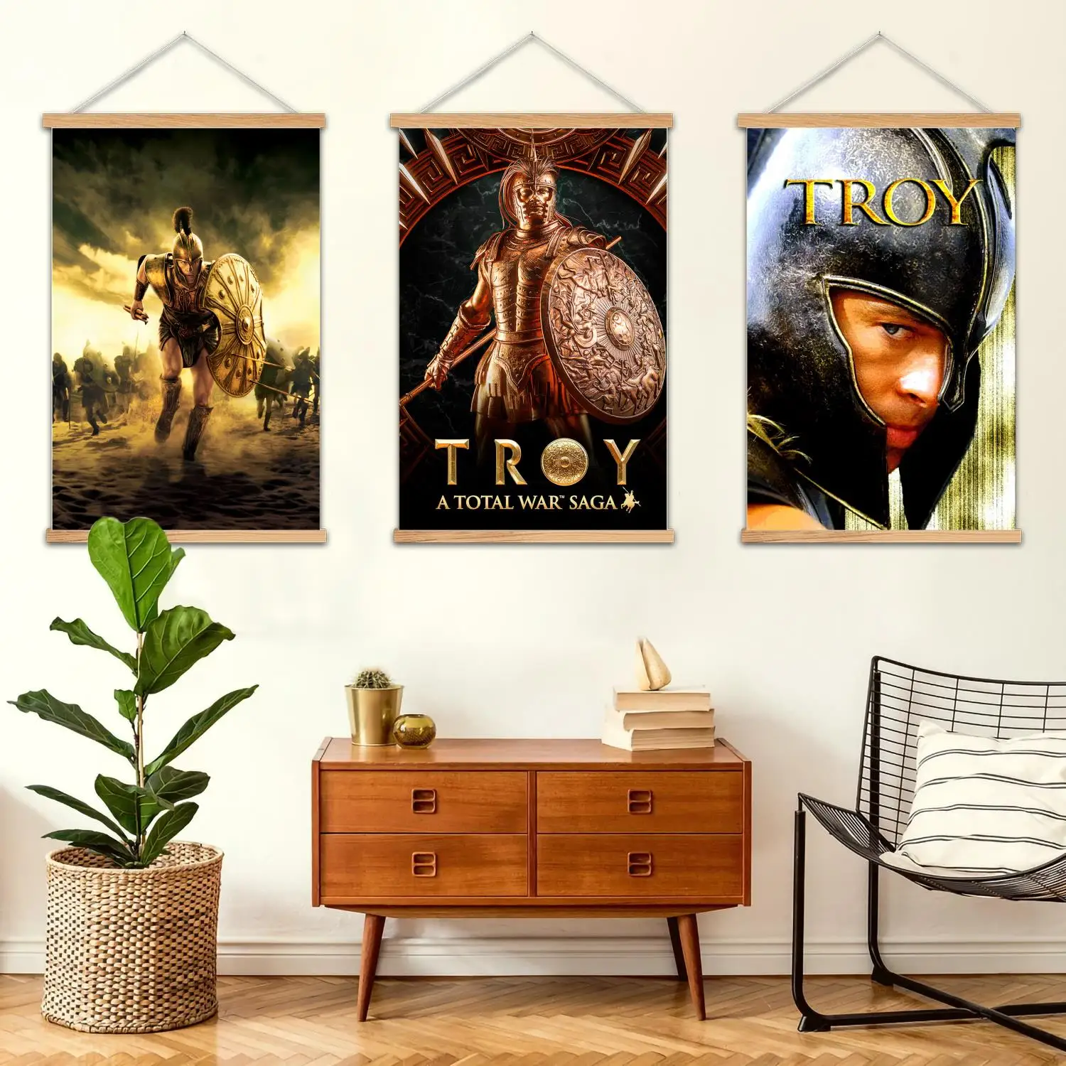 Troy Movie Framed Wall Painting Canvas Art Poster and Wall Art,  Modern Family, Bedroom Decor,Decorative painting