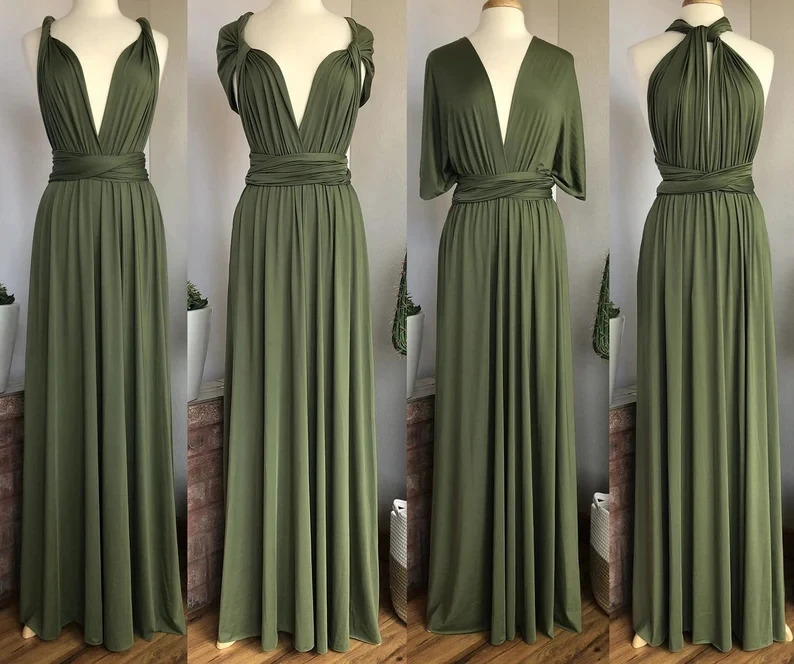 OLIVE GREEN Sega Bridesmaid Dress Floor Length LONG Maxi Infinity Dress Multiway Dress Formal Wrap Sexy Evening Wedding Dresses