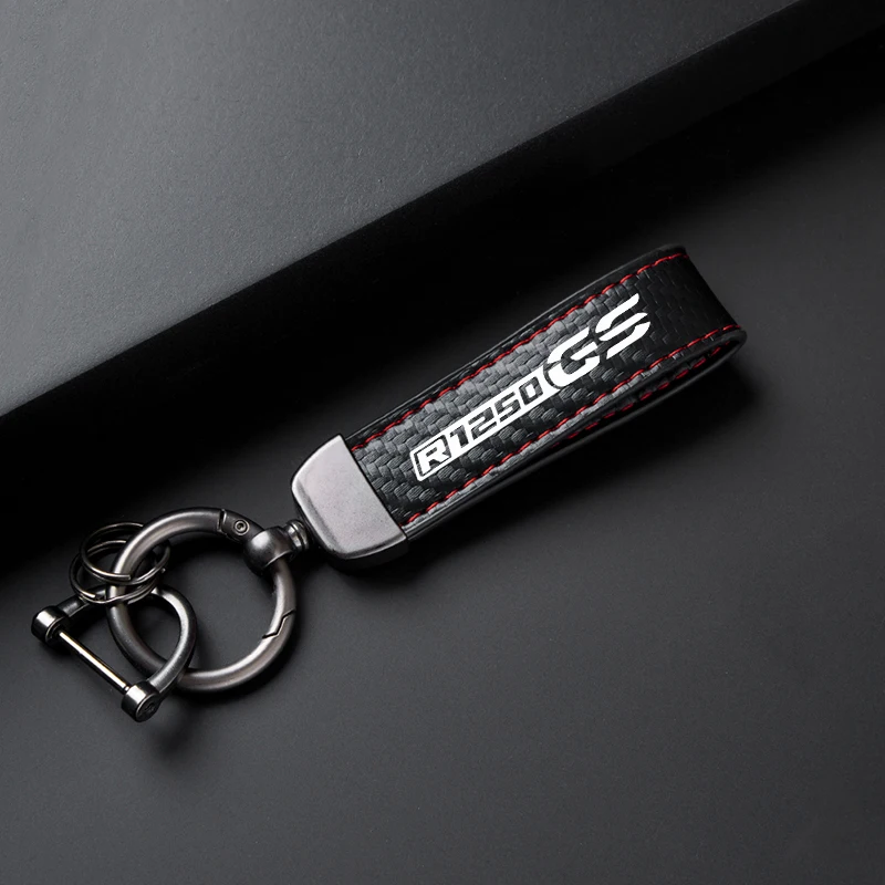 For BMW GS1250 R1200GS LC ADV R1250GS Motorcycle Carbon Fiber Patterned leather rope Keychain Keyring key ring