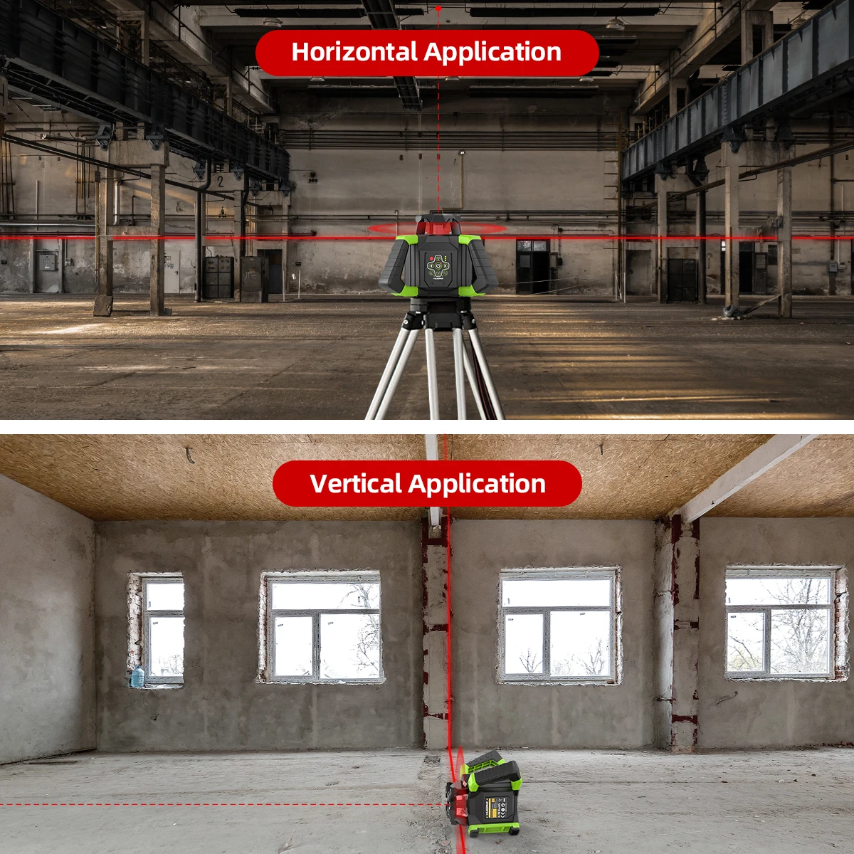 Huepar RL300HR Automatic Leveling Cross Line Rotary Laser Level Red Light Beam Kit Machine