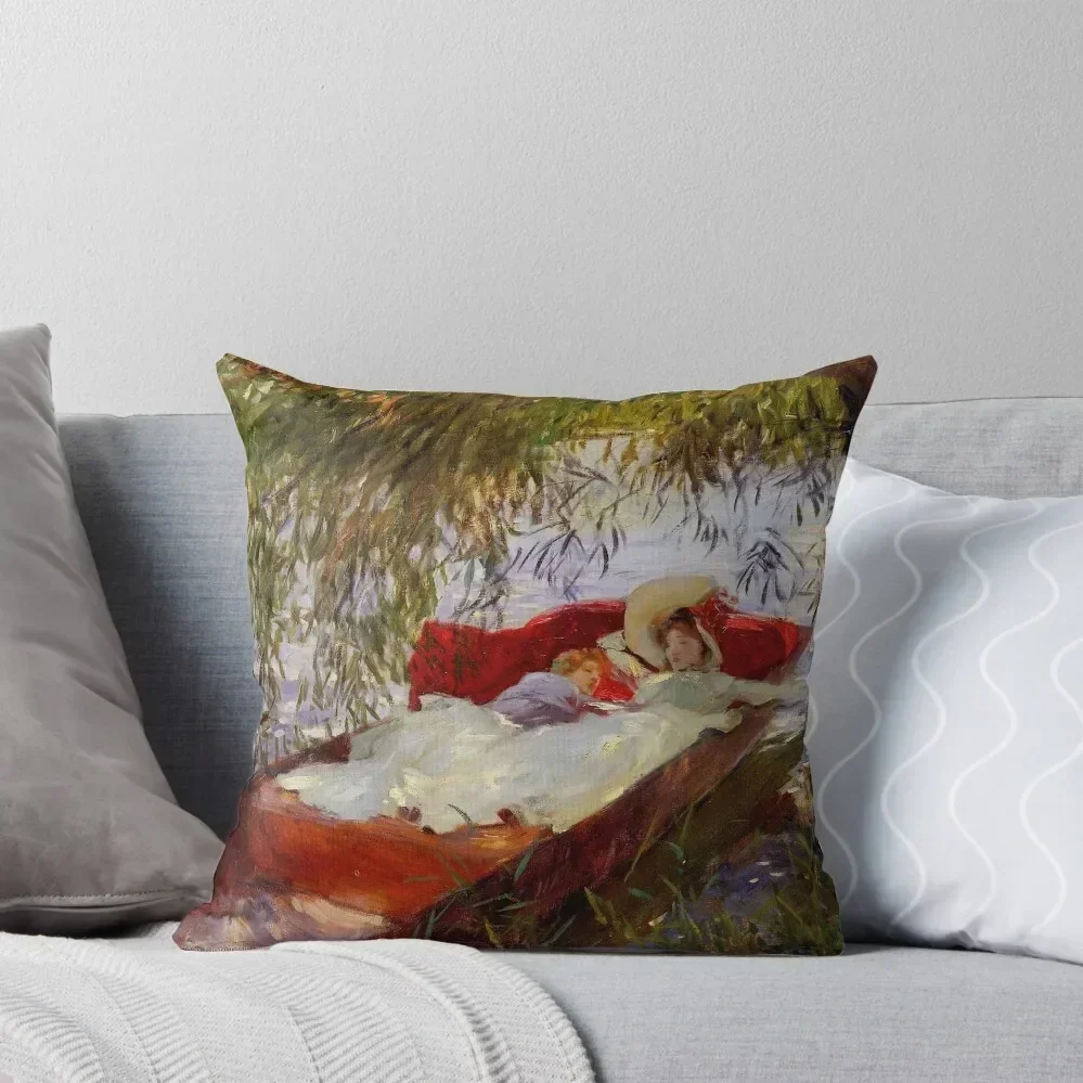 

Two Women Asleep in a Punt under the Willows by John Singer Sargent Throw Pillow Anime pillow