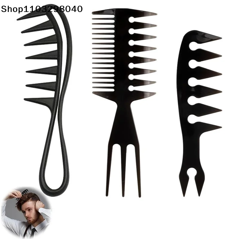 5Pcs Men Hairdressing Styling Comb Set Wide Tooth Hair Pick Texture Comb for Home Barber Salon Grooming