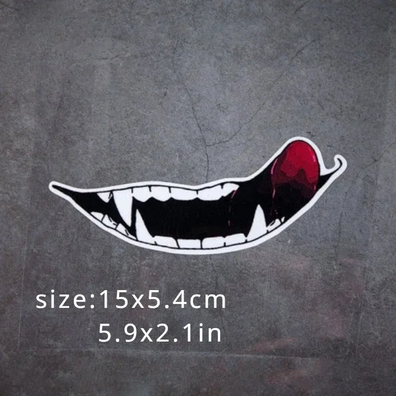 Adesivo de Vinil à Prova d'Água com Sorriso Assustador, 1 Unidade, Decalque Estilo Horripilante para Carro, Moto, Capacete, Laptop
