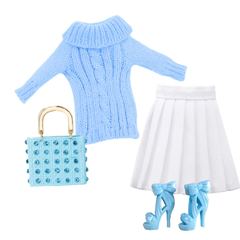 Maglione alla moda con pantaloni e borsa scarpe completi Set per 1/6 BJD SD accessori per vestiti per bambole Play House vestire