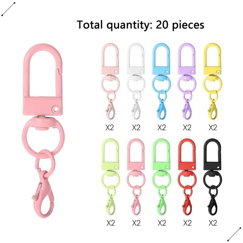 20PC Colorful Lobster Clasp Hooks Keychain With Lobster Matel Clasps For DIY Jewelry Making Dog Buckle Neckalce