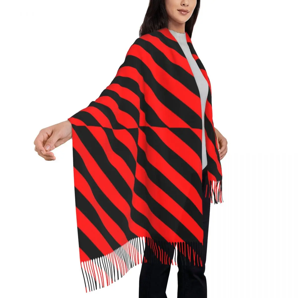 Diagonal Striped Scarf Womens Albania National Flag Head Scarves Winter Luxury 2024 Shawls and Wraps Soft Designer Bufanda Mujer