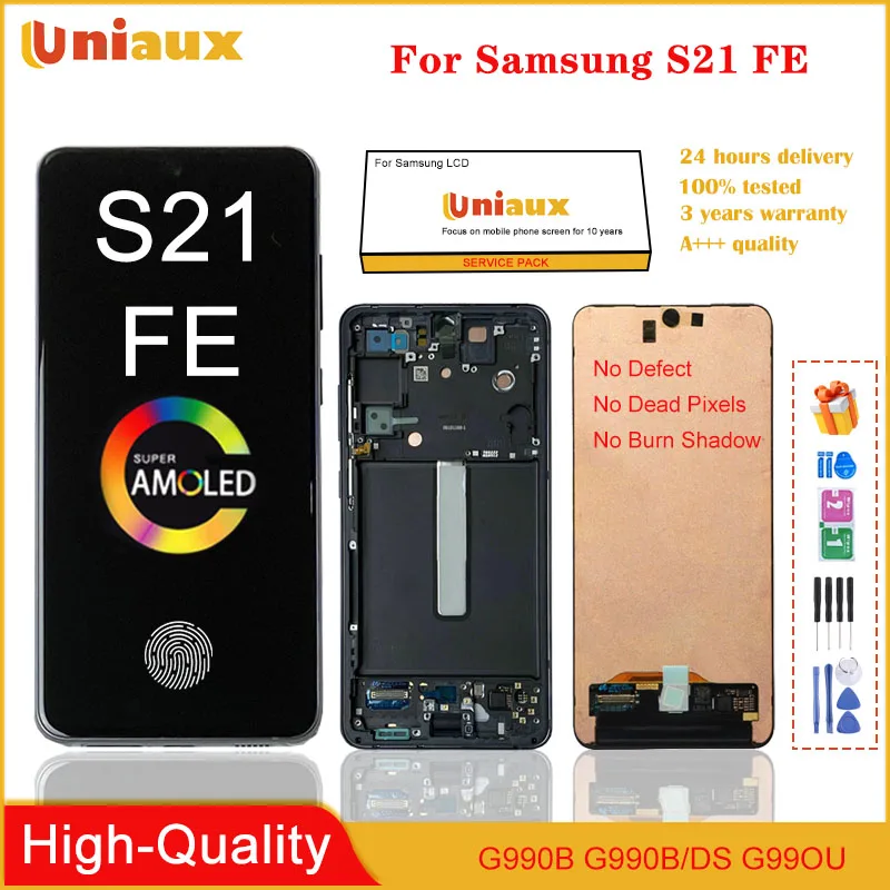 

AMOLED LCD For Samsung Galaxy S21 FE G990 G990B G990U LCD Display Touch Screen Digitizer Galaxy S21FE LCD Replacement