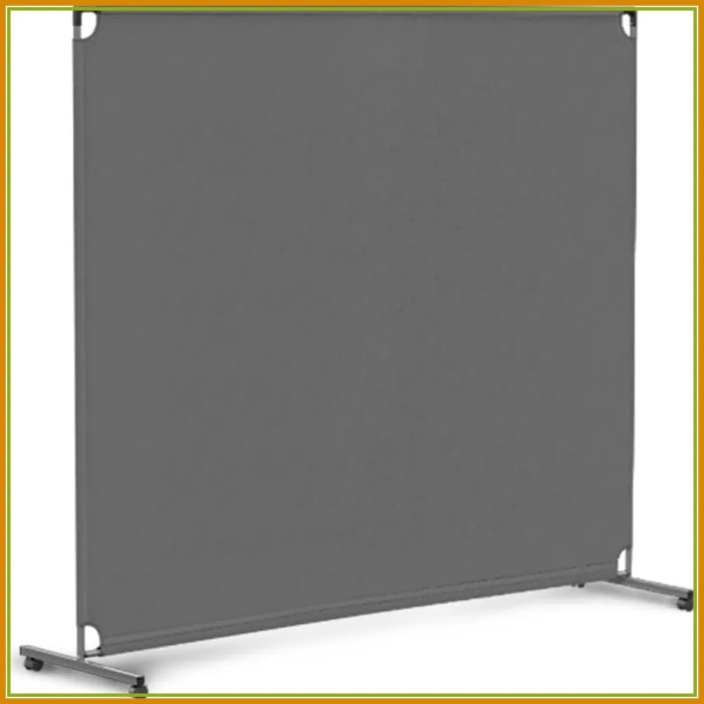 

72in Rolling Room Divider, Non See-Through Blackout Screen, Freestanding Office Partition, Sturdy Iron Frame with Wheels