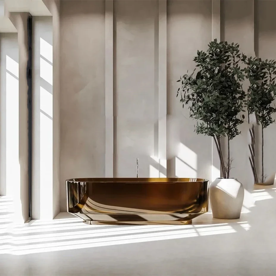 

1700x750x540mm Bathroom Transparent Resin Freestanding Bathtub Tea Brown Muti-Sized Tub RS1061-CA