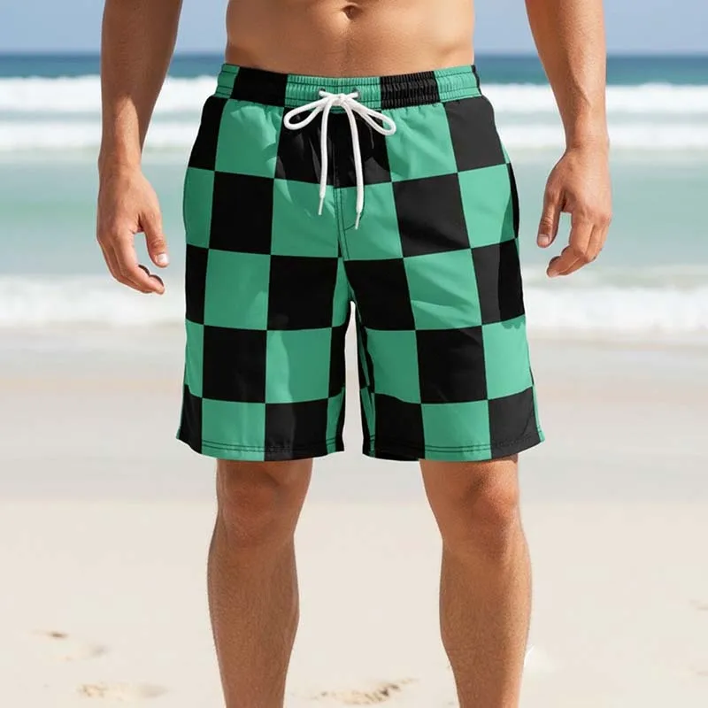 Anime Kamado Tanjirou Cosplay Shorts Tomioka Giyuu Kamado Nezuko 3D Print Beach Shorts Elastic Waist Outfits for Men view 2